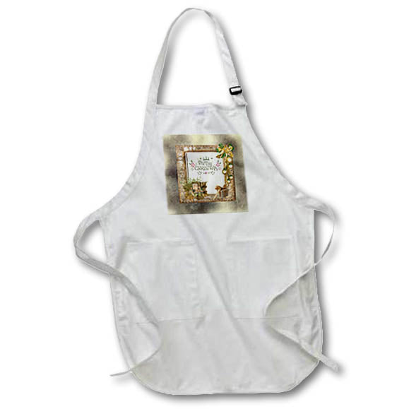 Apron - mage of Merry Christmas, Flora Frame,Oranaments, Candle, Gift, Design Christmas Design