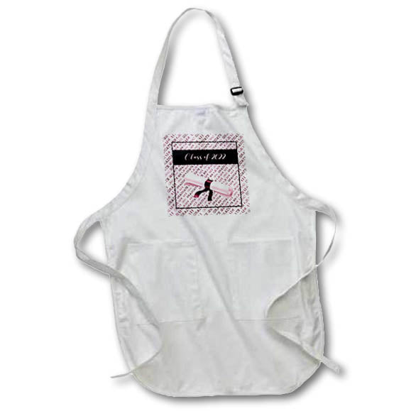 Apron - Image of Diploma on Gradute, Grad Paper, Class of 2022, Red, Pink Graduation Design