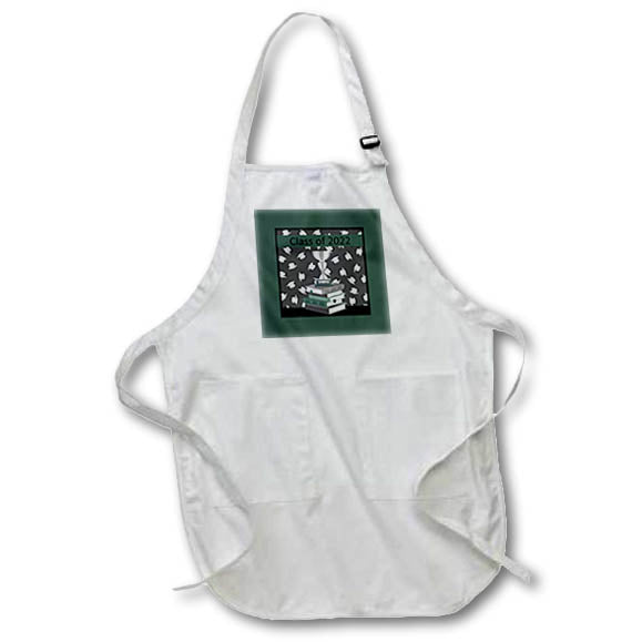 Apron - Image of Trophie on Books, Class of 2022, Graduation Caps, Green Graduation Design