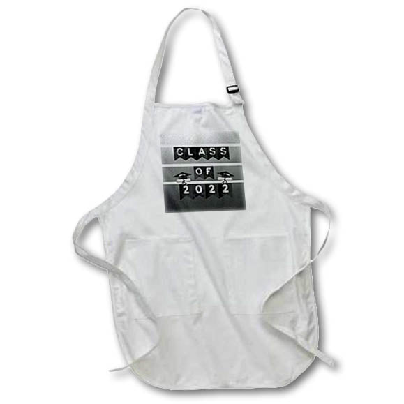 Apron - Image of Clauk Style Class of 2022 in Banners, Caps, Diplomas, Black Graduation Design