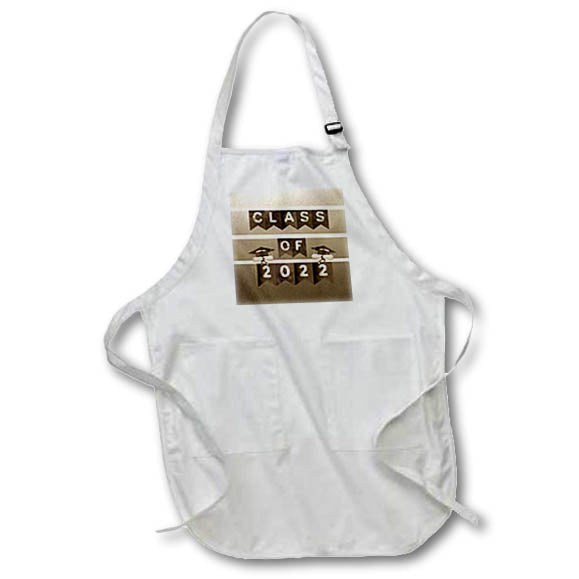 Apron - Image of Clauk Style Class of 2022 in Banners, Caps, Diplomas, Sepia Graduation Design