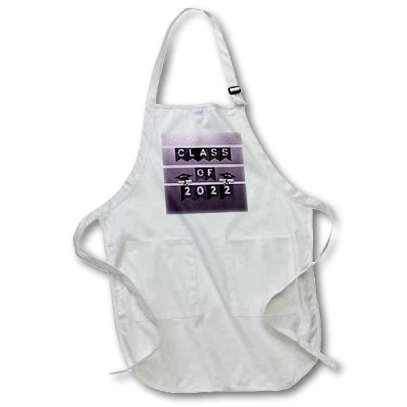 Apron - Image of Clauk Style Class of 2022 in Banners, Caps, Diplomas, Purple Graduation Design