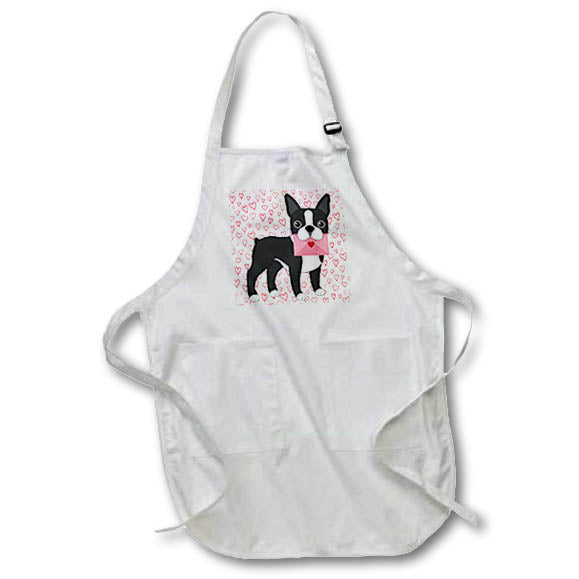 Apron - Red Hearts Boston Terrier Valentine Valentines