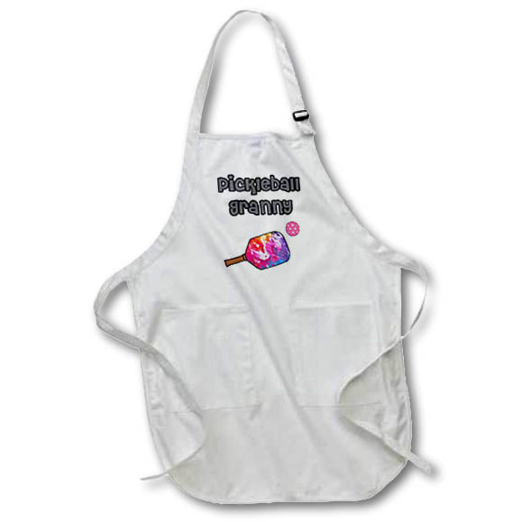 Apron - Cute Funny Pickleball Granny Sports Cartoon Old Grandmother Sports and Hobbies