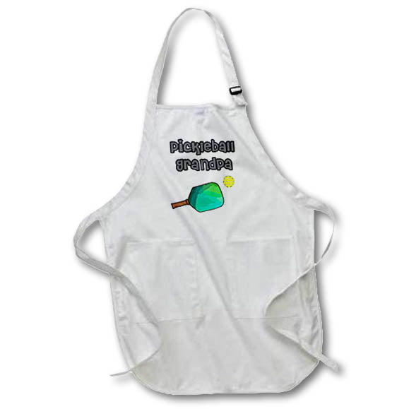 Apron - Cute Funny Pickleball Grandpa Sports Cartoon Old Grandfather Sports and Hobbies
