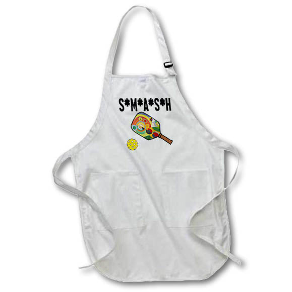 Apron - Cute Funny Pickleball Paddle Smash Sports Cartoon Old Age Sports and Hobbies