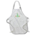 Apron - Image of Reindeer Names, Green Tree Shape, Lights, Gold Reideer, Star Christmas Design