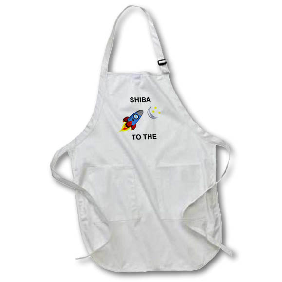 Apron - Image of Words Shiba To The Moon With Pic Of Rocket Ship And Moon lens Art by Florene - Crypto World