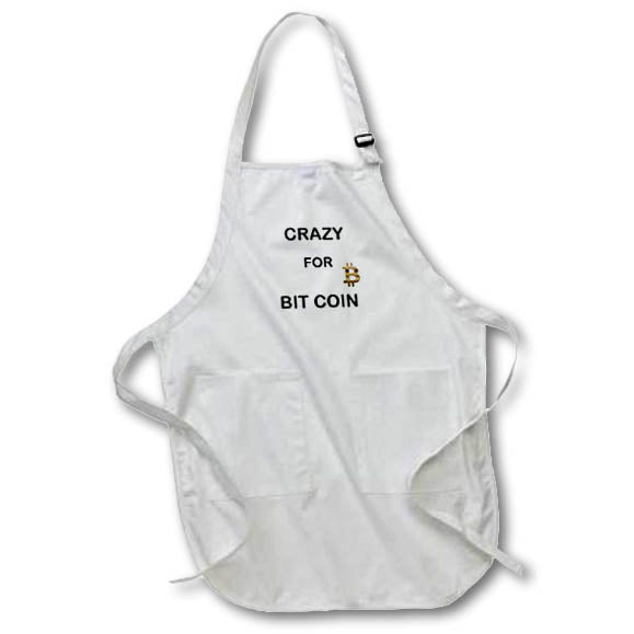 Apron - Image of Text Says Crazy For Bit Coin With Their Symbol lens Art by Florene - Crypto World