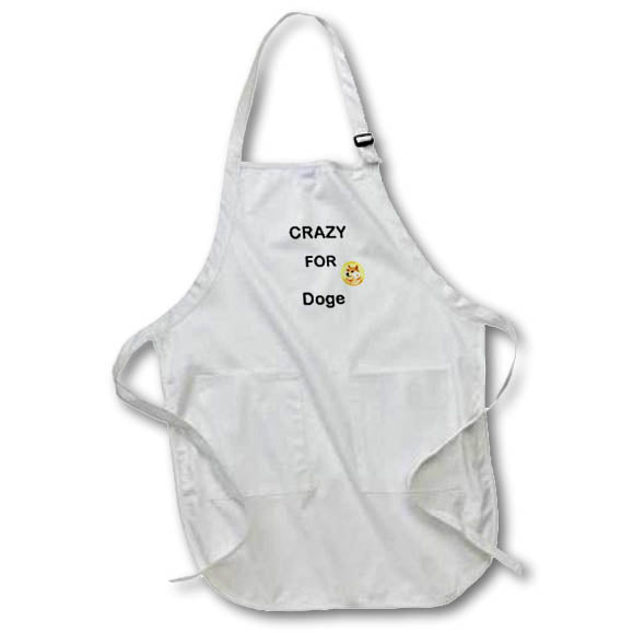 Apron - Image of Words Crazy For Doge In Bold Black Letters With Dog Symbol lens Art by Florene - Crypto World