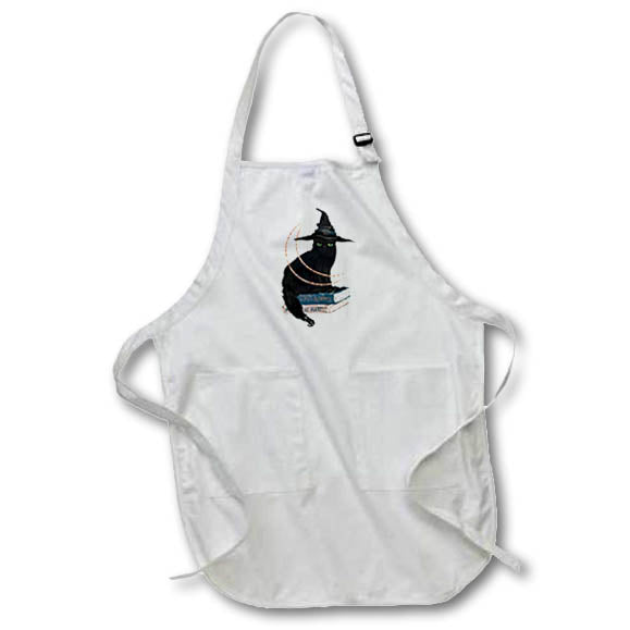 Apron - Black Cat Cresent Moon Books Witchy Decor