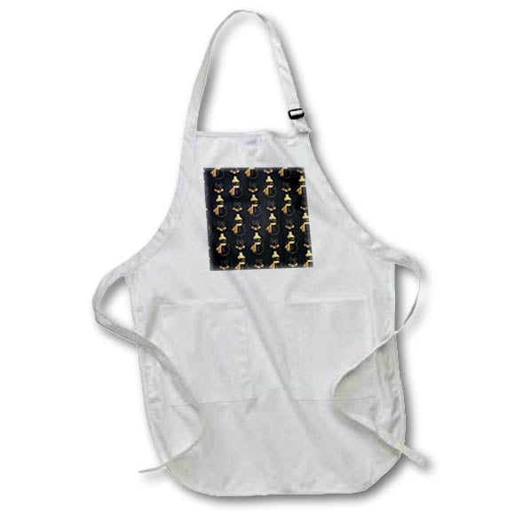 Apron - Cute Image Of Gold and Black Snowmen Pattern Patterns