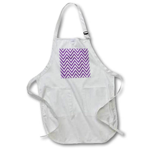 Apron - Purple and White Chevron Stripes Patterns