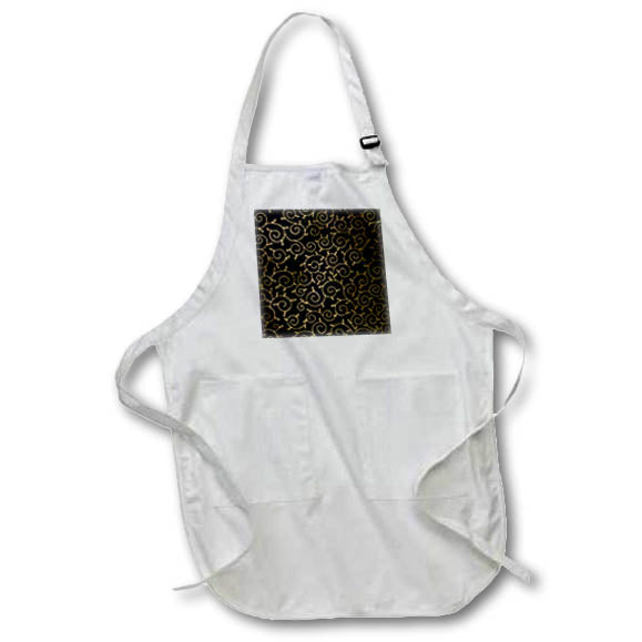 Apron - Contemporary Black and Image Of Gold Curly Leaf Pattern Patterns