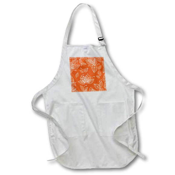 Apron - Pretty Orange and White Skeleton Leaves Pattern Patterns