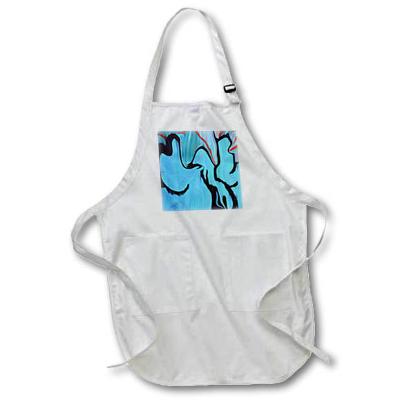 Apron - Image of Painting Of Blue And Black Forms With Aqua lens Art by Florene - Abstract Painting