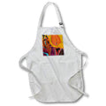 Apron - Image of Painting Of Bold Orange Black And Aqua Abstract lens Art by Florene - Abstract Painting