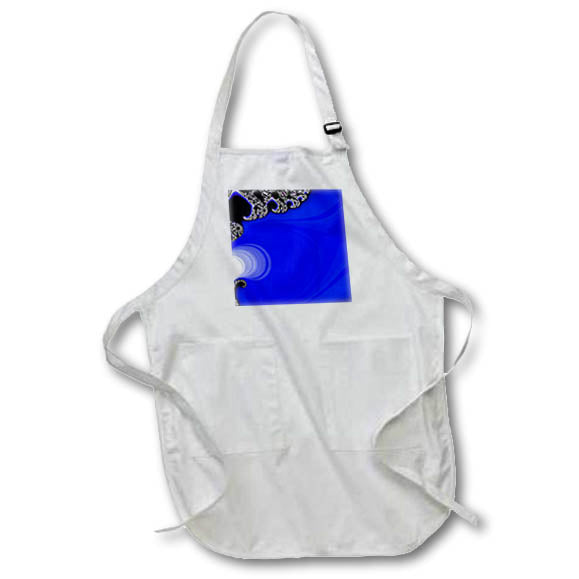 Apron - Image of Unique Painting In Blue With Black And White Lacy Swirls lens Art by Florene - Abstract Painting