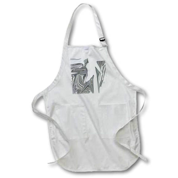 Apron - Image of Abstract Painting In Silver And White Irregular Lines lens Art by Florene - Trendy Black And White
