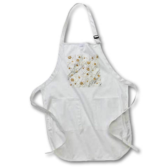 Apron - The image of marble texture and pattern of yellow snowflakes, stars Alexis Design - Pattern Christmas New Year