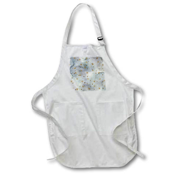 Apron - The image of marble texture, pattern of yellow snowflakes and powder Alexis Design - Pattern Christmas New Year