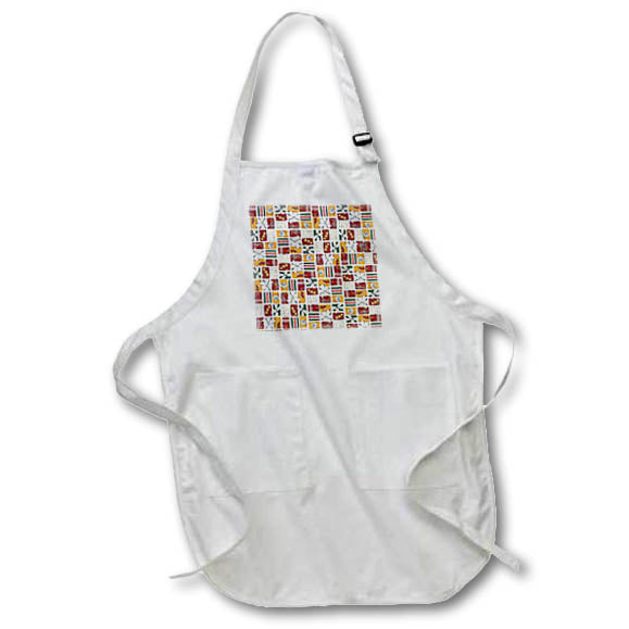 Apron - Pattern of boxes of Christmas gifts of yellow, red, green colors Alexis Design - Pattern Christmas New Year