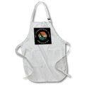 Apron - Vail, Colorado. Woman skier races downhill, colorful disk on black Alexis Design - Sport Skiing