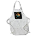 Apron - Big Sky, Montana. Woman skier races downhill, color disk on black Alexis Design - Sport Skiing