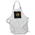 Apron - Snowmass, Colorado. Woman skier races downhill, color disk on black Alexis Design - Sport Skiing
