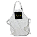Apron - Allie common woman name in the America. Yellow on black charm Alexis Design - Popular Female Names in USA