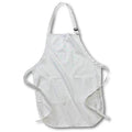 Apron - Christmas pattern of blue and pink spruce trees, snowfall on white Alexis Design - Pattern Christmas New Year