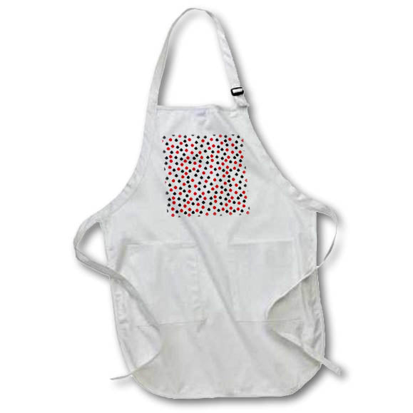 Apron - Christmas pattern of red and black ornament balls on white backdrop Alexis Design - Pattern Christmas New Year
