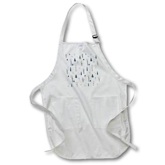 Apron - Elegant Christmas pattern of blue and black trees in winter Alexis Design - Pattern Christmas New Year