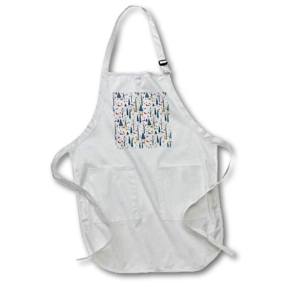 Apron - Christmas pattern of winter forest, deers, foxes, birds, trees Alexis Design - Pattern Christmas New Year