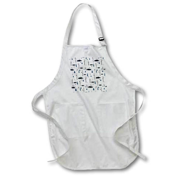 Apron - Christmas pattern of trees, small pond, red Robin birds in winter Alexis Design - Pattern Christmas New Year