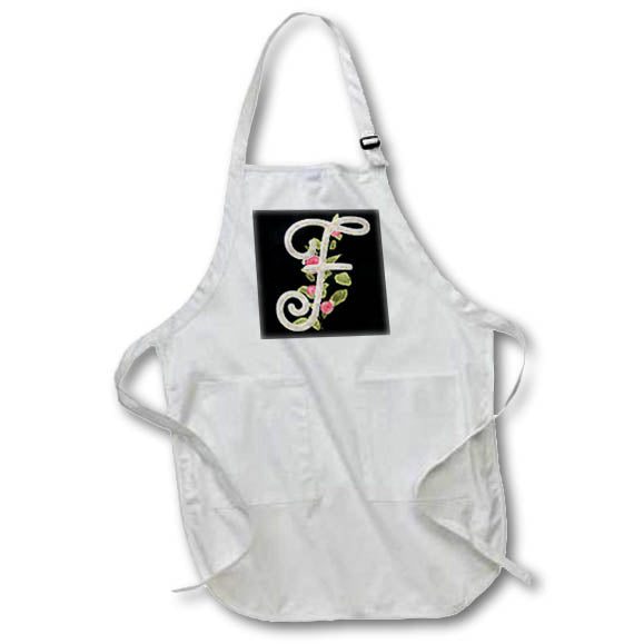 Apron - Monogram Initial F With Pretty Pink Flowers Monograms