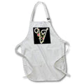 Apron - Monogram Initial V With Pretty Pink Flowers Monograms
