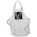 Apron - Monogram Initial W With Pretty Pink Flowers Monograms