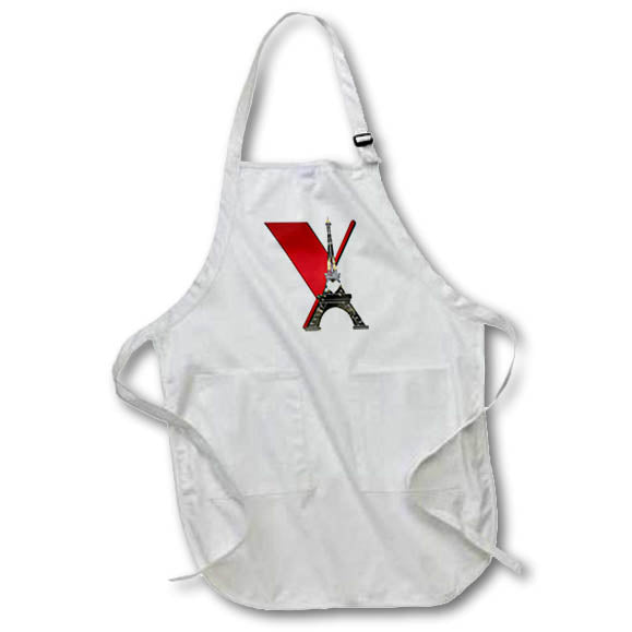 Apron - Red Monogram Initial Y With An Eiffel Tower Monograms