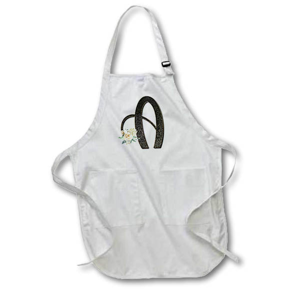 Apron - Monogram Initial A With Pretty White Floral Monograms