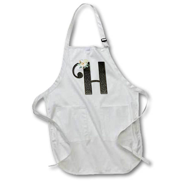 Apron - Monogram Initial H With Pretty White Floral Monograms