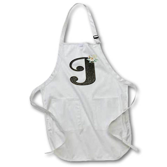 Apron - Monogram Initial J With Pretty White Floral Monograms