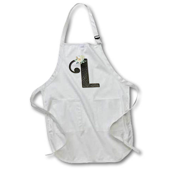 Apron - Monogram Initial L With Pretty White Floral Monograms