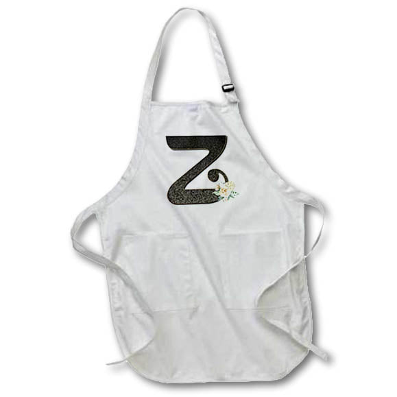 Apron - Monogram Initial Z With Pretty White Floral Monograms