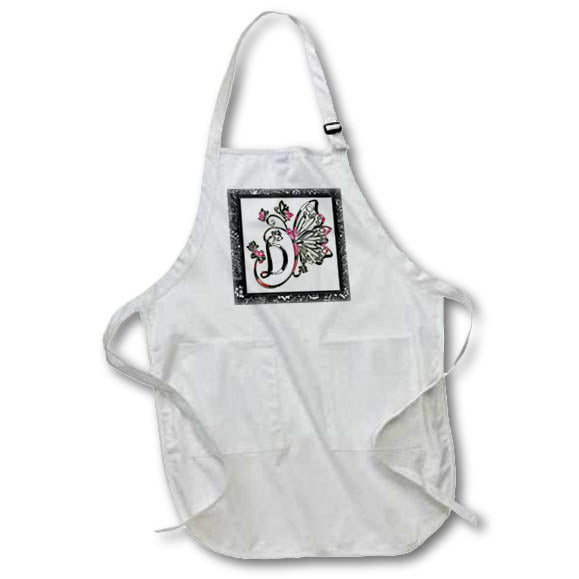 Apron - Pretty Fancy Butterfly Monogram Initial D Monograms