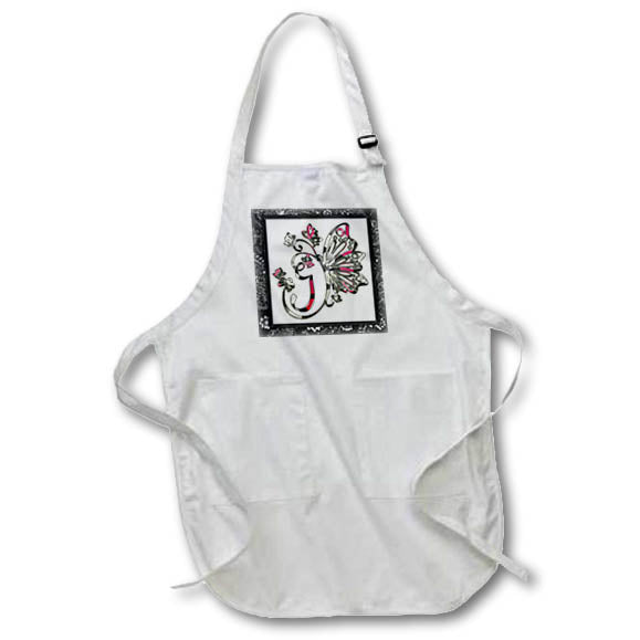 Apron - Pretty Fancy Butterfly Monogram Initial J Monograms