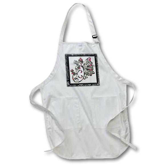 Apron - Pretty Fancy Butterfly Monogram Initial K Monograms