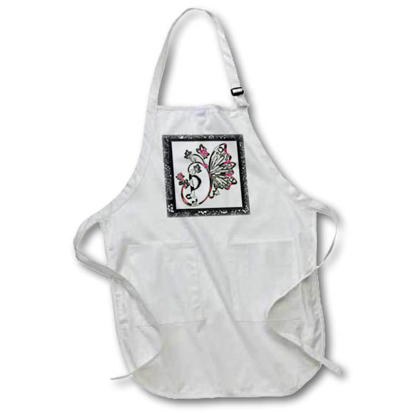 Apron - Pretty Fancy Butterfly Monogram Initial P Monograms