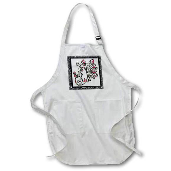 Apron - Pretty Fancy Butterfly Monogram Initial R Monograms