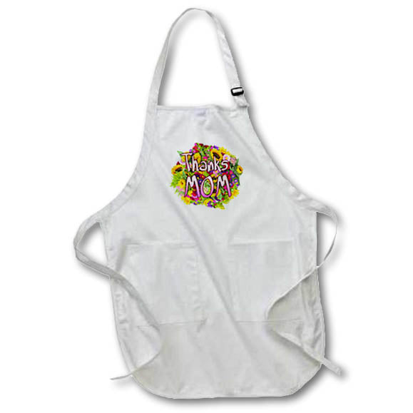 Apron - Image of Words Thanks Mom On Flower Picture – Mothers Day